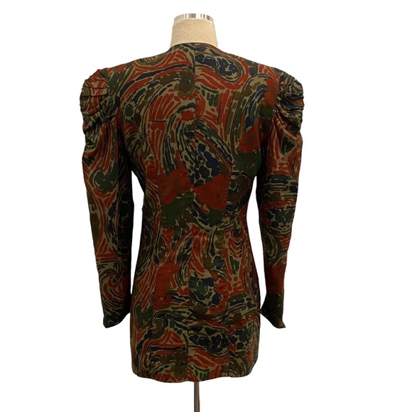 Vintage Long Line Blazer Puff Sleeve Floral By Gina Danova Size 10 - Picture 10 of 14